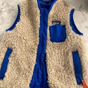 Patagonia Cream and Blue Fleece Vest